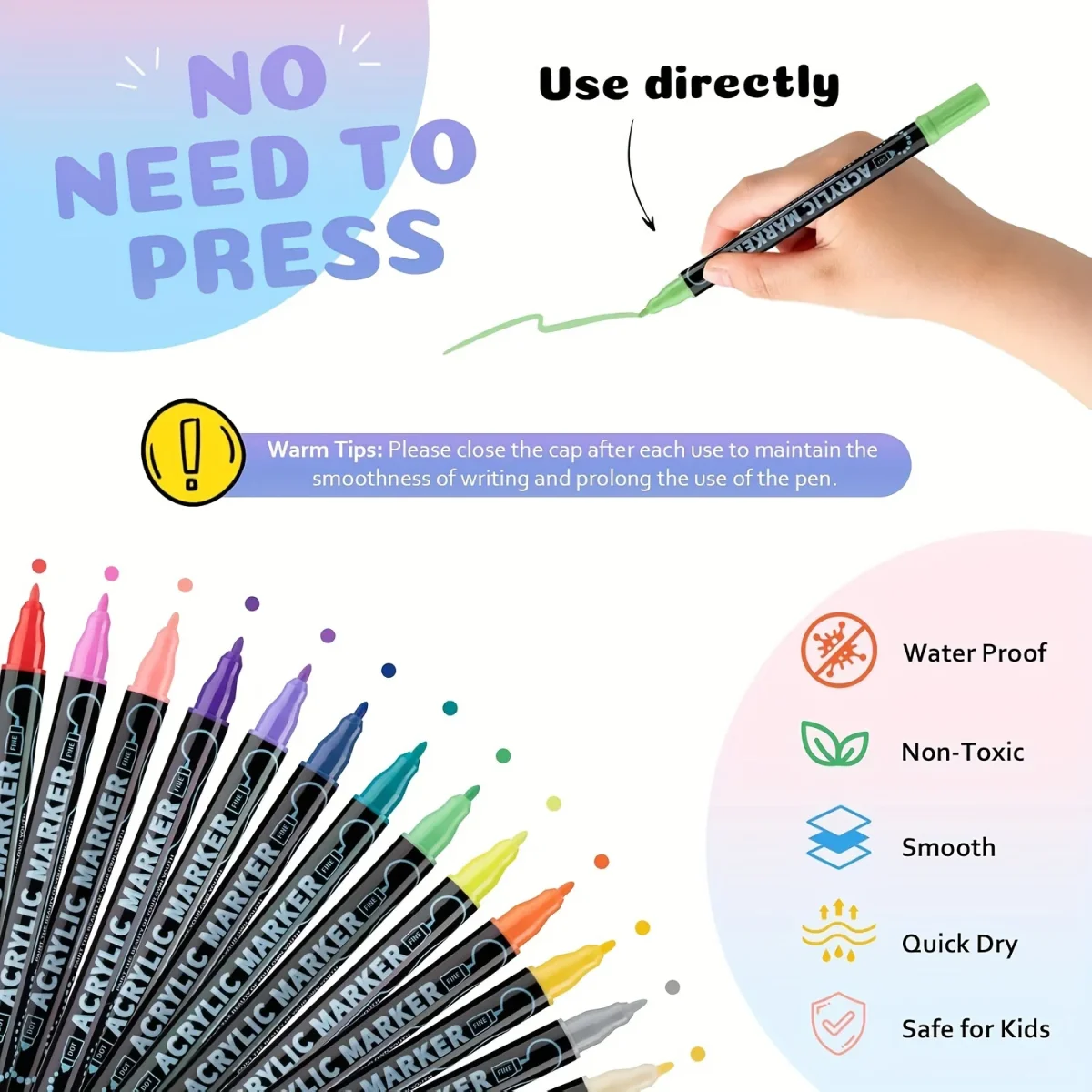 36 Colors Dual Tip Acrylic Pens Markers, Double Tip Premium Acrylic Markers, Acrylic Markers for Wood, Rock Painting, Glass, Canvas, Stone, DIY Crafts Making Art Supplies – Image 5